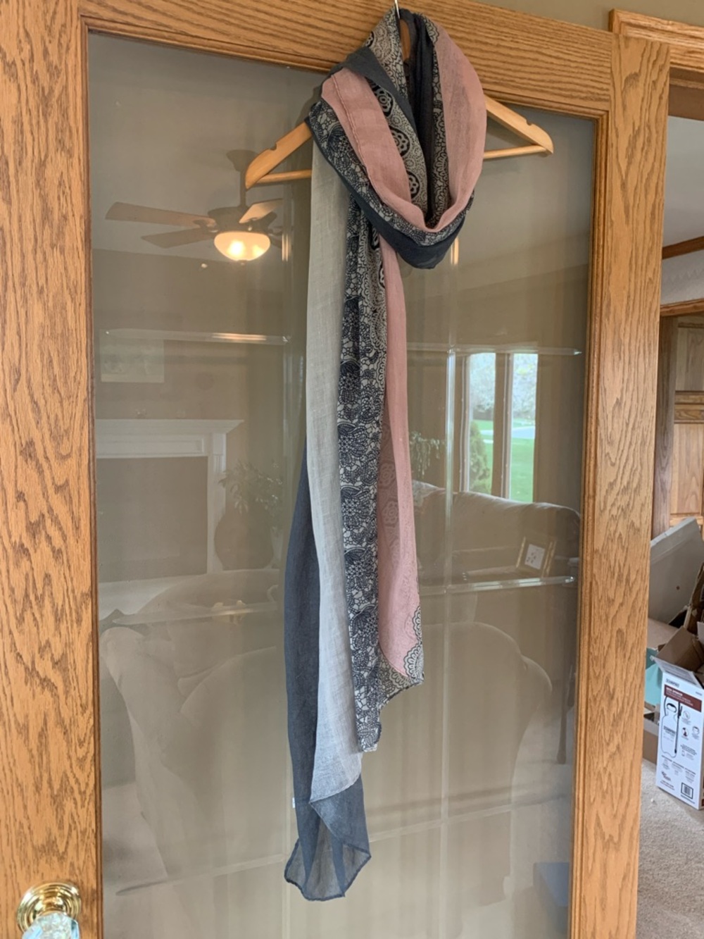 Lightweight Pink, Gray & Navy Scarf Wrap